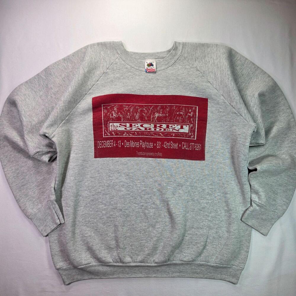 Vintage 90s Secret Garden Des Moines Playhouse FOTL Sweatshirt Mens XL Gray